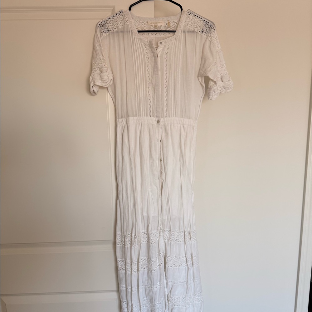 LoveShackFancy White Lace Cotton Maxi Dress